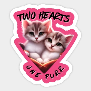 Two hearts one Purr Sticker